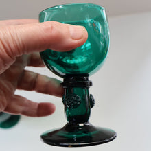 Load image into Gallery viewer, Antique Pair of Small Bristol Green 18th Century Hand-Blown Glass Roemers
