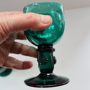 Antique Pair of Small Bristol Green 18th Century Hand-Blown Glass Roemers