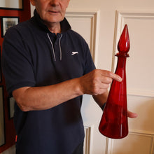 Load image into Gallery viewer, Ruby Red Glass GENIE Vase with Original Hollow Pointed Hand Blown Stopper 
