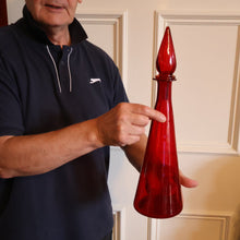Load image into Gallery viewer, Ruby Red Glass GENIE Vase with Original Hollow Pointed Hand Blown Stopper 
