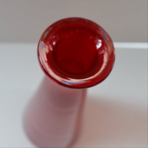 Ruby Red Glass GENIE Vase with Original Hollow Pointed Hand Blown Stopper 