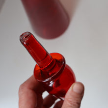 Load image into Gallery viewer, Ruby Red Glass GENIE Vase with Original Hollow Pointed Hand Blown Stopper 
