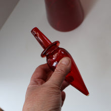 Load image into Gallery viewer, Ruby Red Glass GENIE Vase with Original Hollow Pointed Hand Blown Stopper 
