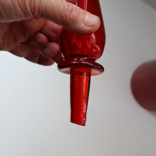 Load image into Gallery viewer, Ruby Red Glass GENIE Vase with Original Hollow Pointed Hand Blown Stopper 
