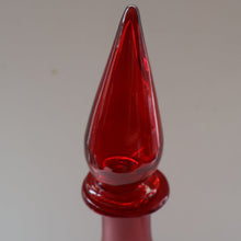 Load image into Gallery viewer, Ruby Red Glass GENIE Vase with Original Hollow Pointed Hand Blown Stopper 
