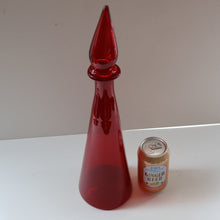 Load image into Gallery viewer, Ruby Red Glass GENIE Vase with Original Hollow Pointed Hand Blown Stopper 
