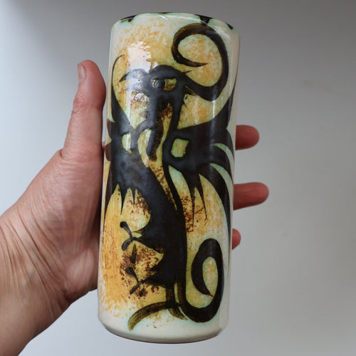 Vintage 1960s CORNISH Pottery Vase by Celtic Pottery (Newlyn) Phoenix Design 