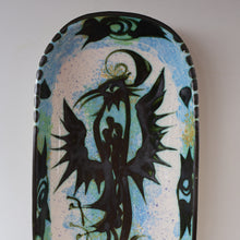 Load image into Gallery viewer, Collectable LARGE 1960s CORNISH Pottery Oblong Platter by Celtic Pottery (Newlyn) Phoenix Design. Height: 14 inches
