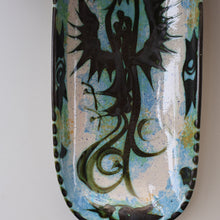 Load image into Gallery viewer, Collectable LARGE 1960s CORNISH Pottery Oblong Platter by Celtic Pottery (Newlyn) Phoenix Design. Height: 14 inches
