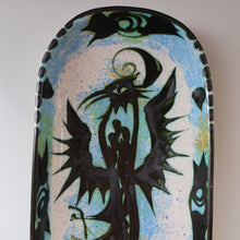 Load image into Gallery viewer, Collectable LARGE 1960s CORNISH Pottery Oblong Platter by Celtic Pottery (Newlyn) Phoenix Design. Height: 14 inches
