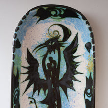 Load image into Gallery viewer, Collectable LARGE 1960s CORNISH Pottery Oblong Platter by Celtic Pottery (Newlyn) Phoenix Design. Height: 14 inches
