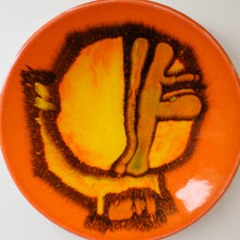Load image into Gallery viewer, CAROL CUTLER. 1960s Orange POOLE Delphis Small Plate.  Fantastic Abstract Design. 5 inches
