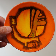 Load image into Gallery viewer, CAROL CUTLER. 1960s Orange POOLE Delphis Small Plate.  Fantastic Abstract Design. 5 inches
