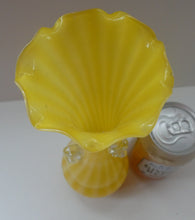 Load image into Gallery viewer, Vintage 1950s Italian / Murano Tall Glass Vase with Pale Yellow and Lemon Stripes. Height 10 inches
