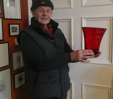 Load image into Gallery viewer, 1950s Ruby Red WHITEFRIARS LARGE Trail Vase. 8 Inches in height
