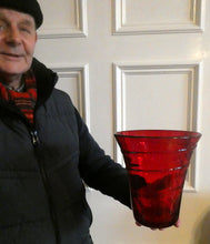 Load image into Gallery viewer, 1950s Ruby Red WHITEFRIARS LARGE Trail Vase. 8 Inches in height
