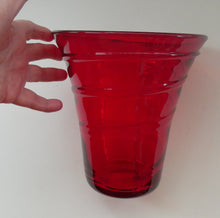 Load image into Gallery viewer, 1950s Ruby Red WHITEFRIARS LARGE Trail Vase. 8 Inches in height
