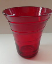 Load image into Gallery viewer, 1950s Ruby Red WHITEFRIARS LARGE Trail Vase. 8 Inches in height
