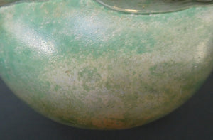 1980s Maltese Mdina Lollipop Vase. Cloudy Opaque Glass with Undulating Grey Band. Height: 8 inches