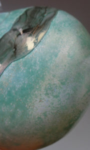 1980s Maltese Mdina Lollipop Vase. Cloudy Opaque Glass with Undulating Grey Band. Height: 8 inches