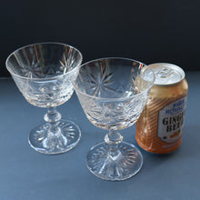 Load image into Gallery viewer, EDINBURGH CRYSTAL. Set of SIX Champagne Coupes / Tall Sherbet Glasses. STAR OF EDINBURGH Pattern: 5 1/8 inches
