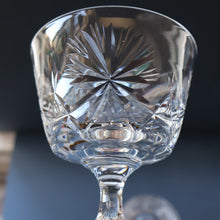 Load image into Gallery viewer, EDINBURGH CRYSTAL. Set of SIX Champagne Coupes / Tall Sherbet Glasses. STAR OF EDINBURGH Pattern: 5 1/8 inches
