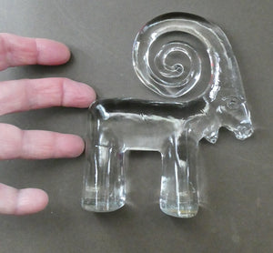 On Reserve. 1970s KOSTA BODA Glass Ram Designed by Bertil Vallien. 5 inches in height