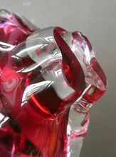 Load image into Gallery viewer, HOSPODKA Chribska. Fine MINIATURE 1960s Pink and Clear Cased Glass Bowl with Wing Details
