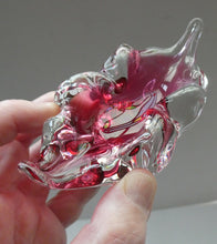 Load image into Gallery viewer, HOSPODKA Chribska. Fine MINIATURE 1960s Pink and Clear Cased Glass Bowl with Wing Details
