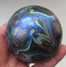 Load image into Gallery viewer, 1980s Iridescent Swirls Paperweight signed Peter Layton British Art Glass
