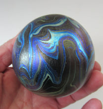 Load image into Gallery viewer, 1980s Iridescent Swirls Paperweight signed Peter Layton British Art Glass
