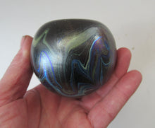 Load image into Gallery viewer, 1980s Iridescent Swirls Paperweight signed Peter Layton British Art Glass
