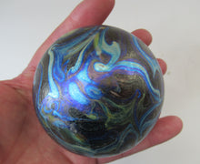 Load image into Gallery viewer, 1980s Iridescent Swirls Paperweight signed Peter Layton British Art Glass
