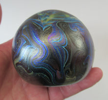 Load image into Gallery viewer, 1980s Iridescent Swirls Paperweight signed Peter Layton British Art Glass
