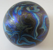 Load image into Gallery viewer, 1980s Iridescent Swirls Paperweight signed Peter Layton British Art Glass
