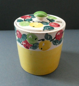 SCOTTISH POTTERY. 1930s BOUGH Pottery. TWO Lidded Jam Pots. Two Different Patterns