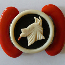 Load image into Gallery viewer, Rare French Art Deco 1930s BAKELITE / PHENOLIC Belt Buckle. Dog Decoration
