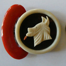 Load image into Gallery viewer, Rare French Art Deco 1930s BAKELITE / PHENOLIC Belt Buckle. Dog Decoration
