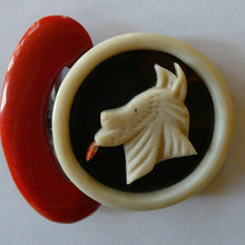 Load image into Gallery viewer, Rare French Art Deco 1930s BAKELITE / PHENOLIC Belt Buckle. Dog Decoration
