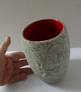 1950s European Art Pottery Vase with Cave Art Design Francis Triay