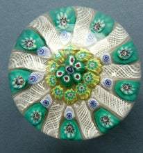 Load image into Gallery viewer, Vintage Scottish Paperweight 1950s VASART GLASS. Lilac Ground with Nine Spokes and Millefiori Canes
