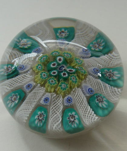 Vintage Scottish Paperweight 1950s VASART GLASS. Lilac Ground with Nine Spokes and Millefiori Canes