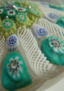 Vintage Scottish Paperweight 1950s VASART GLASS. Lilac Ground with Nine Spokes and Millefiori Canes