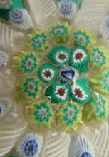 Load image into Gallery viewer, Vintage Scottish Paperweight 1950s VASART GLASS. Lilac Ground with Nine Spokes and Millefiori Canes
