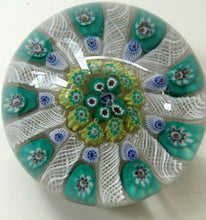 Load image into Gallery viewer, Vintage Scottish Paperweight 1950s VASART GLASS. Lilac Ground with Nine Spokes and Millefiori Canes
