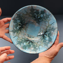 Load image into Gallery viewer, HUGE Scottish TAIN POTTERY Glenaldie Harvest Stoneware Bowl. With Hand Painted Plaid and Thistles Decoration. 10 1/4 inches diameter
