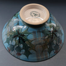 Load image into Gallery viewer, HUGE Scottish TAIN POTTERY Glenaldie Harvest Stoneware Bowl. With Hand Painted Plaid and Thistles Decoration. 10 1/4 inches diameter
