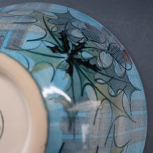 Load image into Gallery viewer, HUGE Scottish TAIN POTTERY Glenaldie Harvest Stoneware Bowl. With Hand Painted Plaid and Thistles Decoration. 10 1/4 inches diameter
