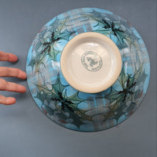 Load image into Gallery viewer, HUGE Scottish TAIN POTTERY Glenaldie Harvest Stoneware Bowl. With Hand Painted Plaid and Thistles Decoration. 10 1/4 inches diameter
