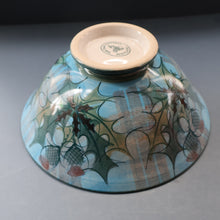 Load image into Gallery viewer, HUGE Scottish TAIN POTTERY Glenaldie Harvest Stoneware Bowl. With Hand Painted Plaid and Thistles Decoration. 10 1/4 inches diameter
